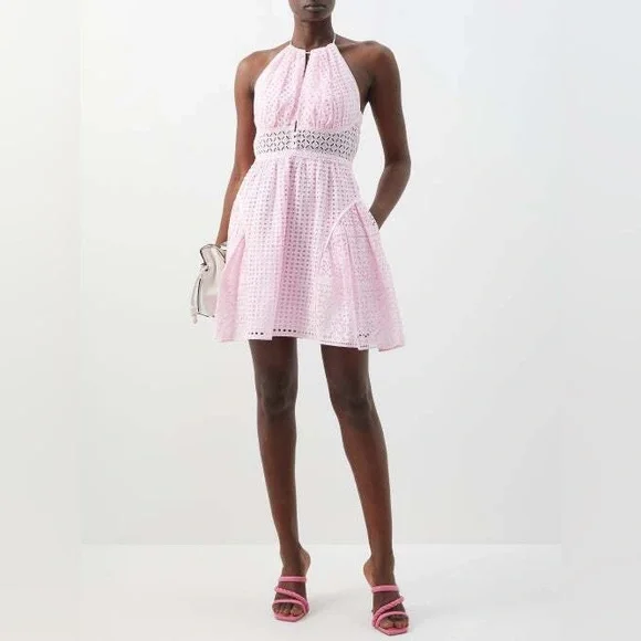 Self-Portrait | Dresses | Self Portrait Light Pink Cotton Broderie Anglaise Mini  Dress | Poshmark